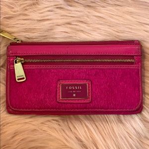 Fossil Preston Fold Hair Calf/Hot Pink Wallet